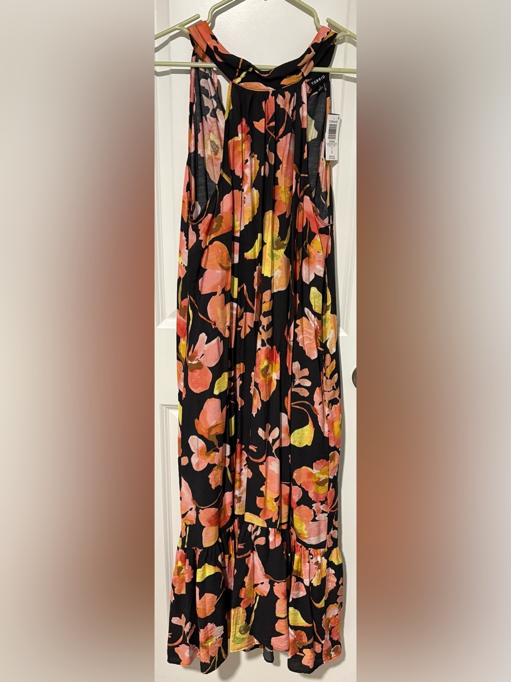 torrid Black Maxi Dress with Pink & Yellow Floral Print